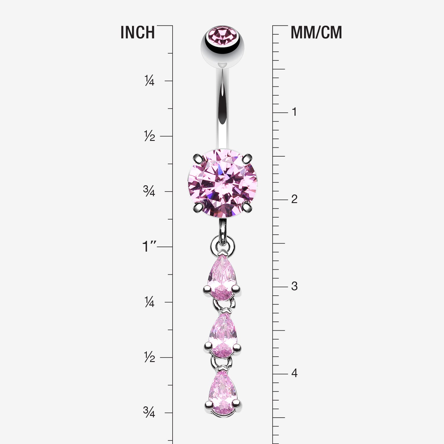 Detail View 1 of Sweet Cascading Gems Belly Button Ring-Pink