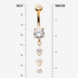 Detail View 1 of Golden Sweet Cascading Gems Belly Button Ring-Clear Gem