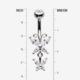 Detail View 1 of Butterfly Duo Sparkle Belly Button Ring-Clear Gem