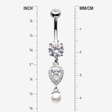 Detail View 1 of Pearlescent Teardrop Lumi Sparkle Belly Button Ring-Clear Gem