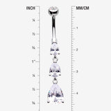 Detail View 1 of Cascading Teardrop Sparkles Belly Button Ring-Clear Gem