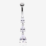 Cascading Teardrop Sparkles Belly Button Ring