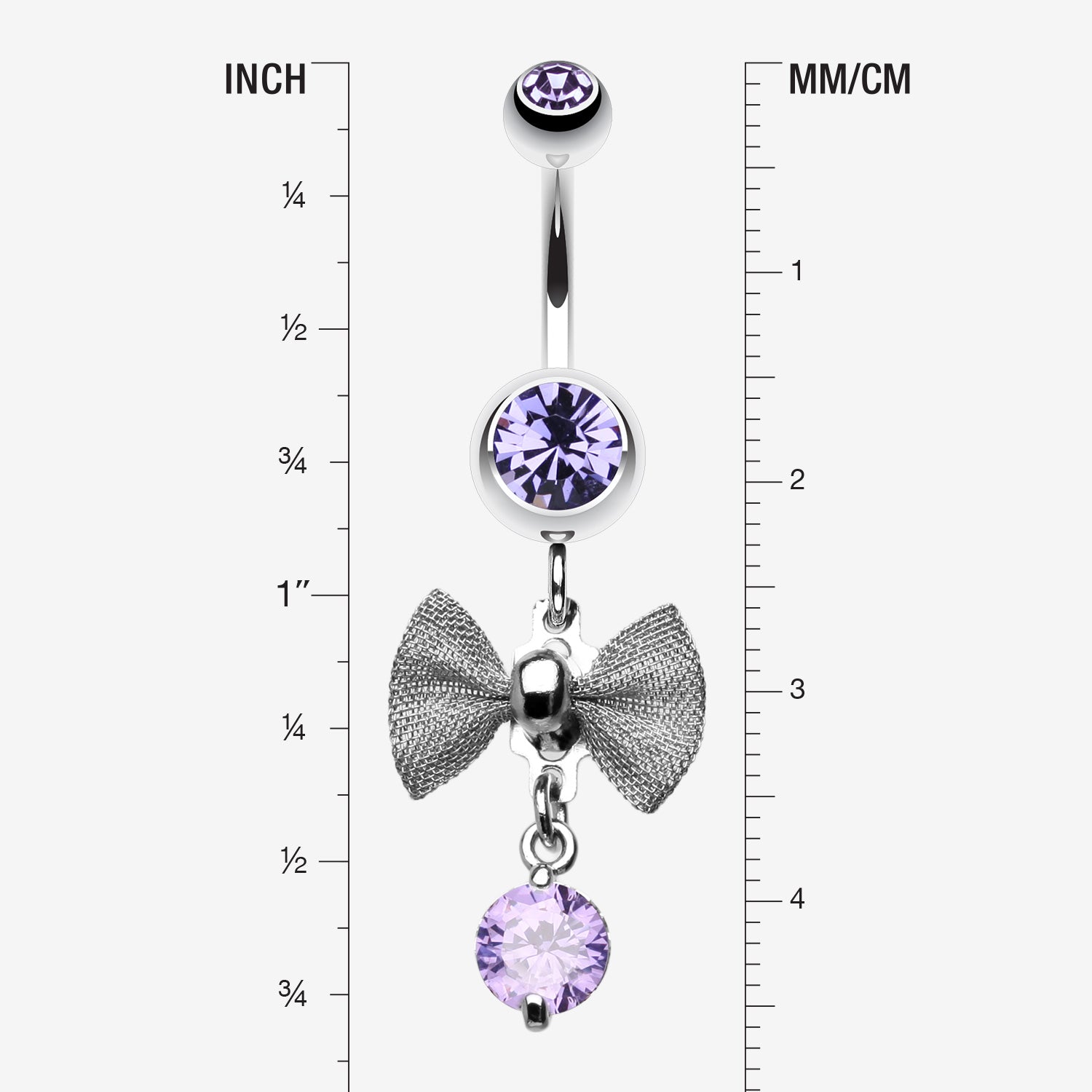 Detail View 1 of Dainty Bow Gem Sparkle Belly Ring-Tanzanite