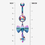 Detail View 1 of Rainbow Dainty Bow-Tie Belly Button Ring-Rainbow/Aurora Borealis