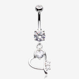 Journey Heart Curvature Sparkles Belly Button Ring
