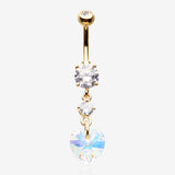 Golden Iridescent Sparkle Heart Lumi Belly Button Ring