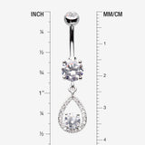 Detail View 1 of Luscious Teardrop Multi-Gem Sparkle Belly Button Ring-Clear Gem