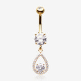 Golden Luscious Teardrop Multi-Gem Sparkle Belly Button Ring