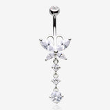 Butterfly Sparkle Cascading Gems Belly Button Ring