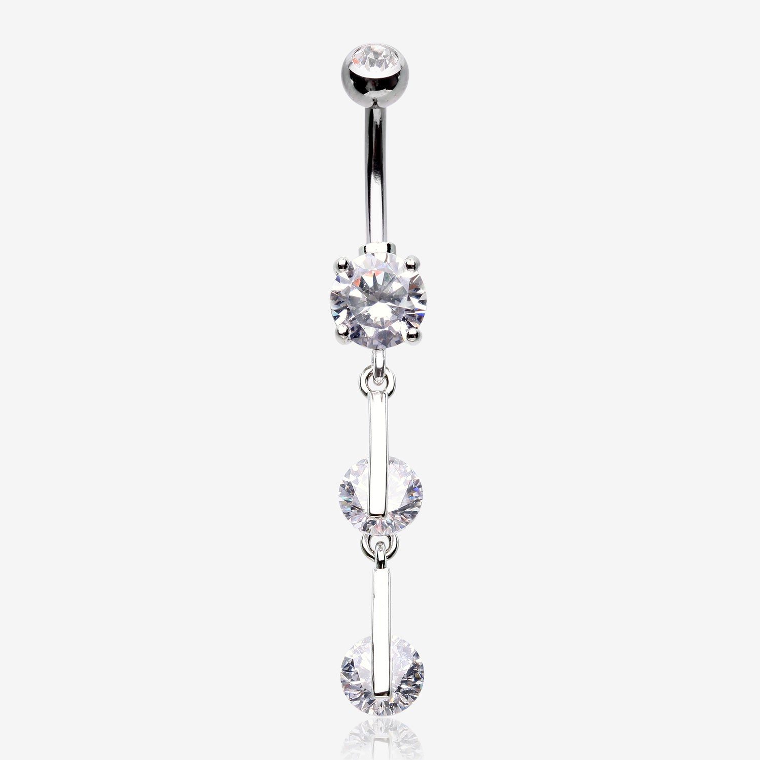 Glistening Sparkle Gem Droplets Belly Button Ring-Clear Gem