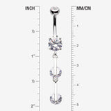 Detail View 1 of Glistening Sparkle Gem Droplets Belly Button Ring-Clear Gem