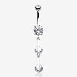 Glistening Sparkle Gem Droplets Belly Button Ring-Clear Gem