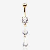 Golden Glistening Sparkle Gem Droplets Belly Button Ring