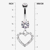 Detail View 1 of Luscious Hollow Heart Sparkle Splendid Belly Button Ring-Clear Gem