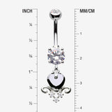 Detail View 1 of Black Heart Elegance Sparkle Belly Button Ring-Clear Gem/Black
