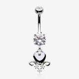 Black Heart Elegance Sparkle Belly Button Ring