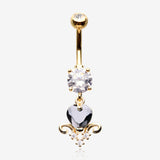 Golden Black Heart Elegance Sparkle Belly Button Ring