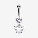 Brilliant Hollow Heart Sparkle Belly Button Ring
