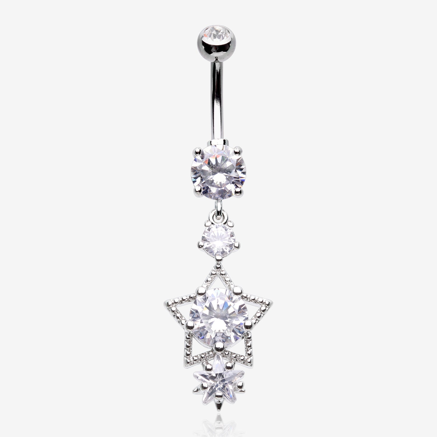 Star Sparkle Shine Belly Button Ring-Clear Gem