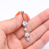 Detail View 3 of Star Sparkle Shine Belly Button Ring-Clear Gem