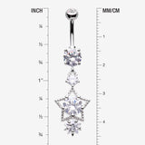 Detail View 1 of Star Sparkle Shine Belly Button Ring-Clear Gem