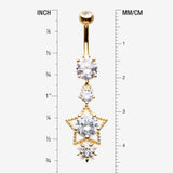 Detail View 1 of Golden Star Sparkle Shine Belly Button Ring-Clear Gem