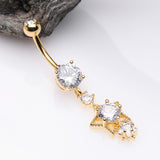 Detail View 2 of Golden Star Sparkle Shine Belly Button Ring-Clear Gem