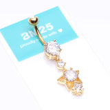 Detail View 4 of Golden Star Sparkle Shine Belly Button Ring-Clear Gem