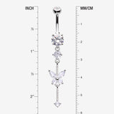 Detail View 1 of Marquise Butterfly Gem Sparkle Dangle Elegance Belly Button Ring-Clear Gem