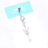 Detail View 4 of Marquise Butterfly Gem Sparkle Dangle Elegance Belly Button Ring-Clear Gem