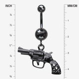 Detail View 1 of Blackline Pistol Gun Sparkle Belly Ring-Black/Hematite