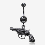 Blackline Pistol Gun Sparkle Belly Ring