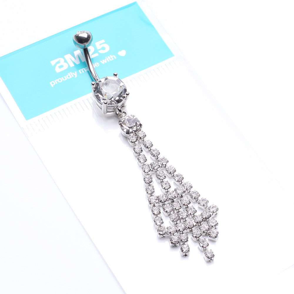 Detail View 4 of Chandelier Sparkle Belly Ring-Clear Gem