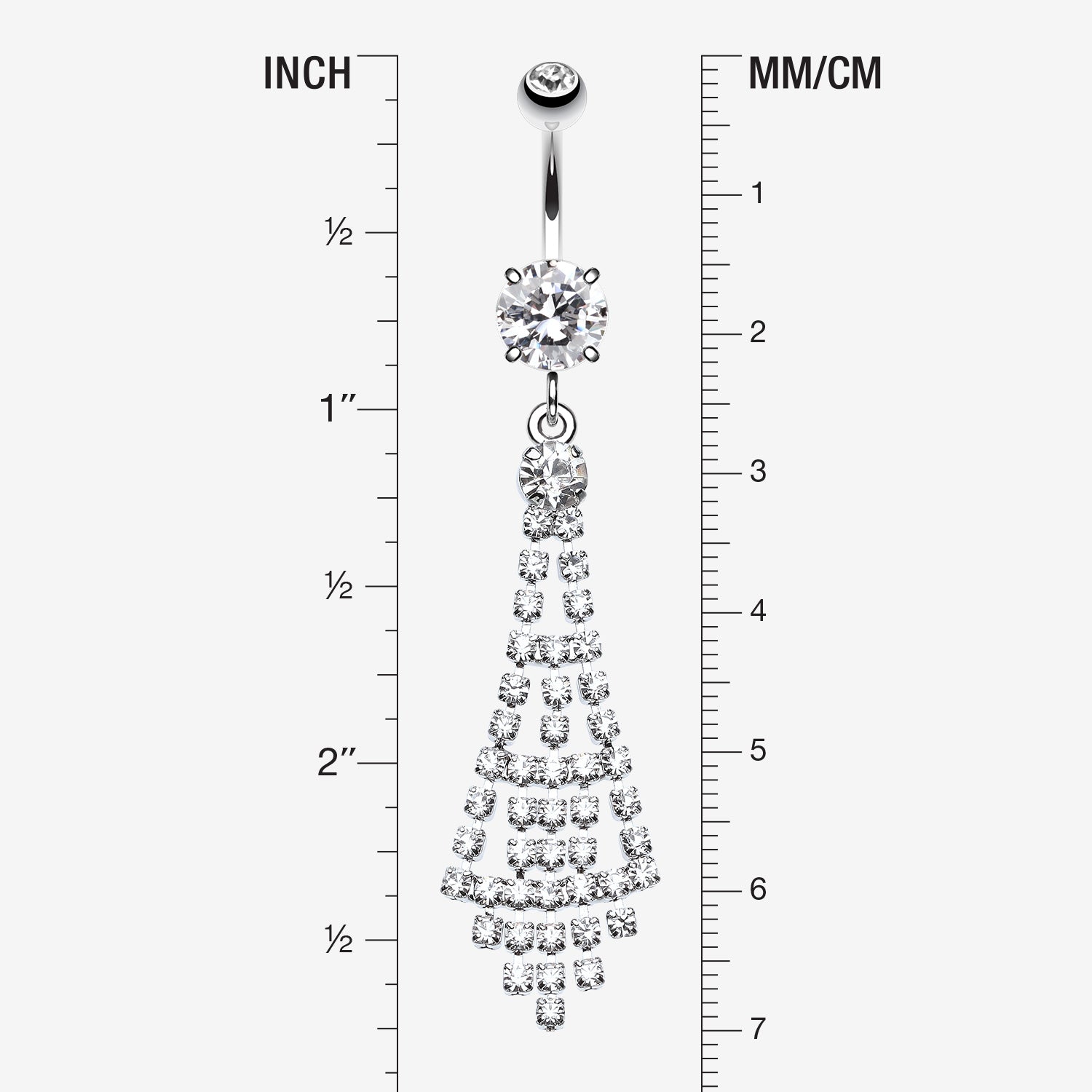 Detail View 1 of Chandelier Sparkle Belly Ring-Clear Gem