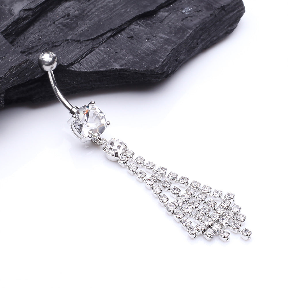 Detail View 2 of Chandelier Sparkle Belly Ring-Clear Gem