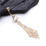 Detail View 2 of Golden Chandelier Sparkle Belly Ring-Clear Gem