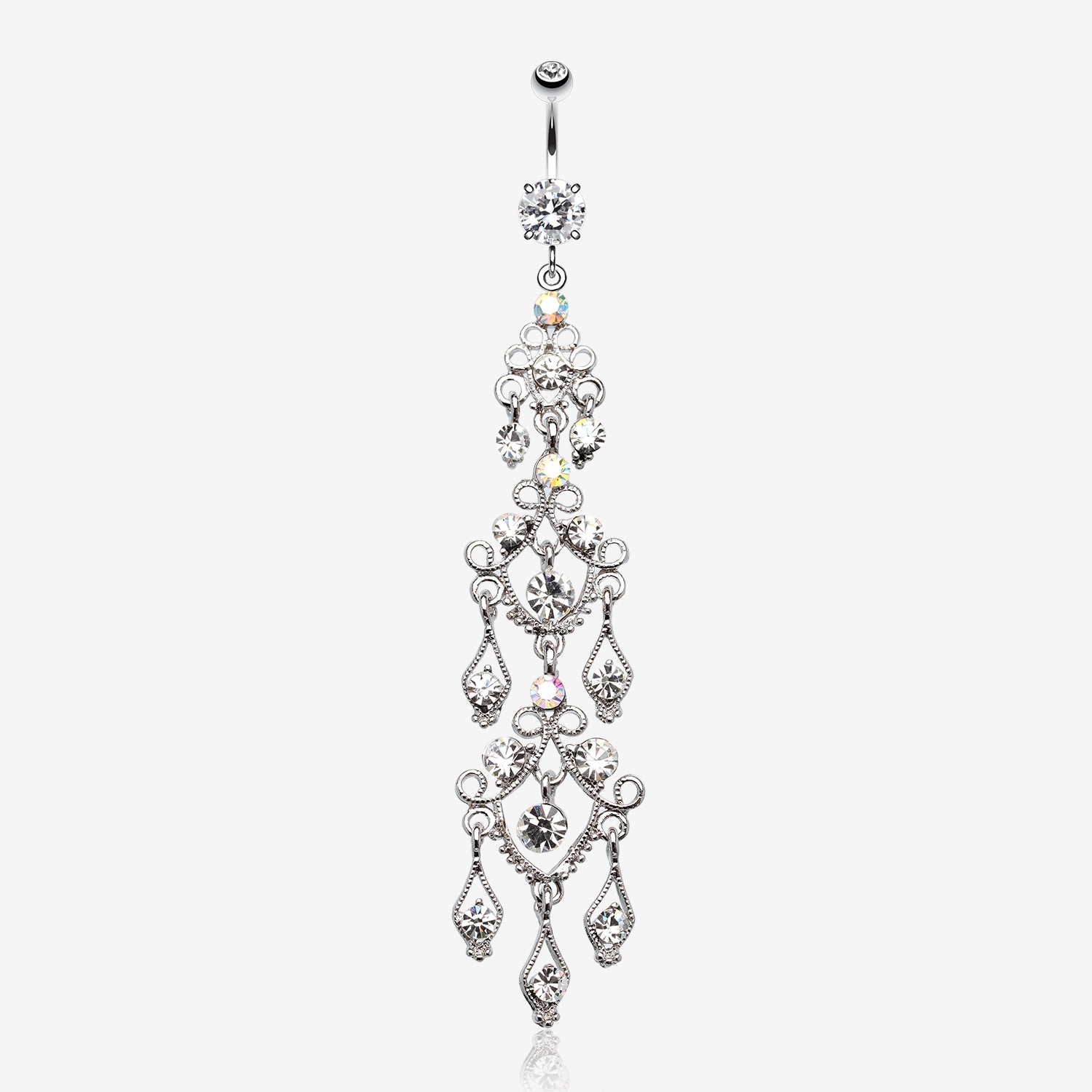 Majestic Chandelier Belly Ring-Clear Gem