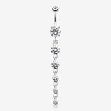 Crystalline Droplets Fall Belly Button Ring-Clear Gem