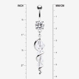 Detail View 1 of Swirly Sparkle Spiral Chandelier Belly Button Ring-Clear Gem