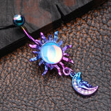 Detail View 2 of Colorline Iridescent Revo Blazing Sun Sparkle Moon Belly Button Ring-Rainbow/Aurora Borealis