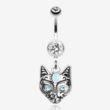 Mystique Kitty Cat Sparkle Belly Button Ring