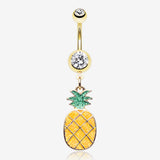 Golden Sweet Juicy Pineapple Belly Button Ring