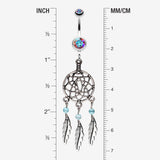 Detail View 1 of Classic Pewter Dream Catcher Belly Ring-Aurora Borealis