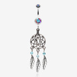 Classic Pewter Dream Catcher Belly Ring