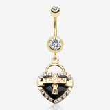 Golden Heart Lock Sparkle Belly Ring