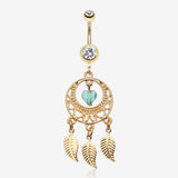 Golden Heart Dream Catcher Belly Ring