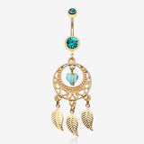 Golden Heart Dream Catcher Belly Ring