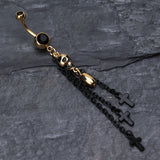 Detail View 2 of Skull Bullet Cross Belly Ring-Black