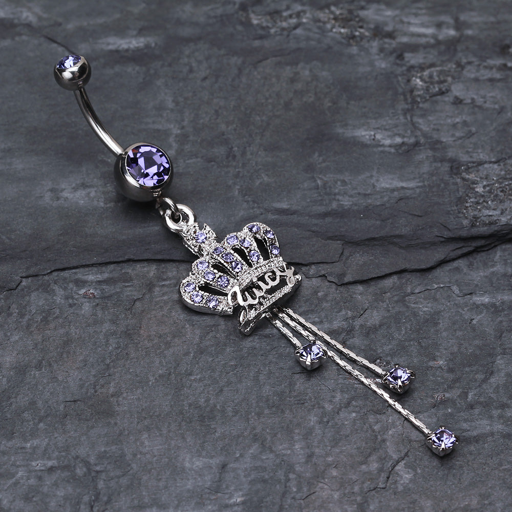 Detail View 2 of Royal Crown Sparkle Belly Ring-Tanzanite