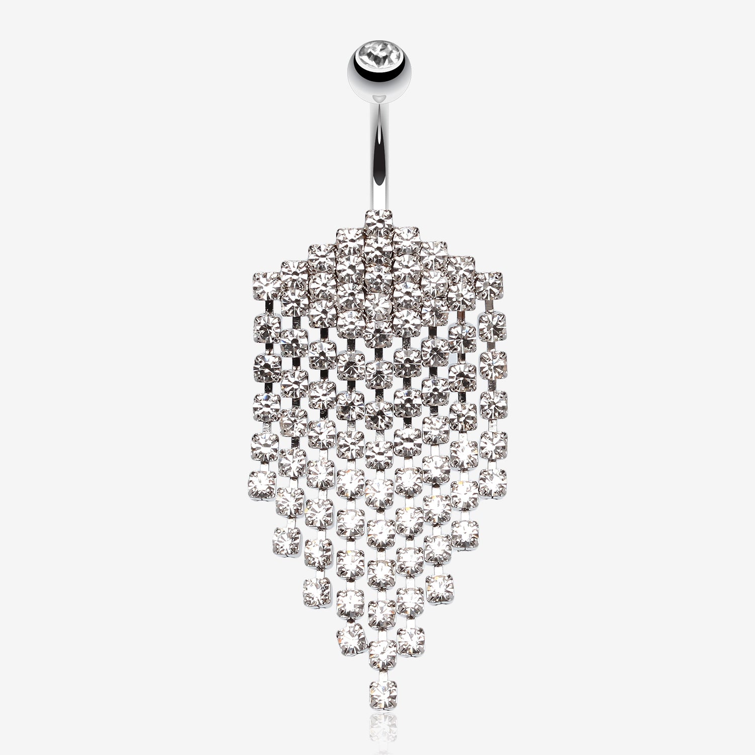 Shimmering Chandelier Drape Belly Ring-Clear Gem